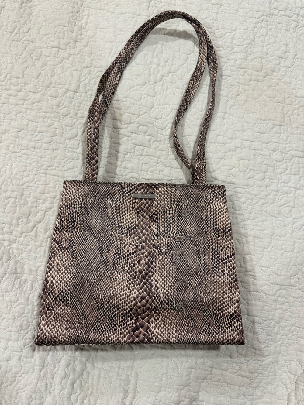 Nine West Snake-Print Shoulder Bag in Brown and Cream